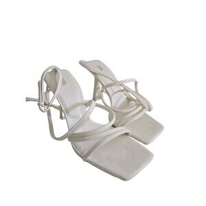 Zara White Square Toes Strappy Kitten Heeled  Sandals Women’s Size 38 US 7.5